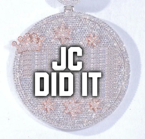 CUSTOM LETTER NECKLACE 3D BIG CROWN DISC sold by The GUU Shop