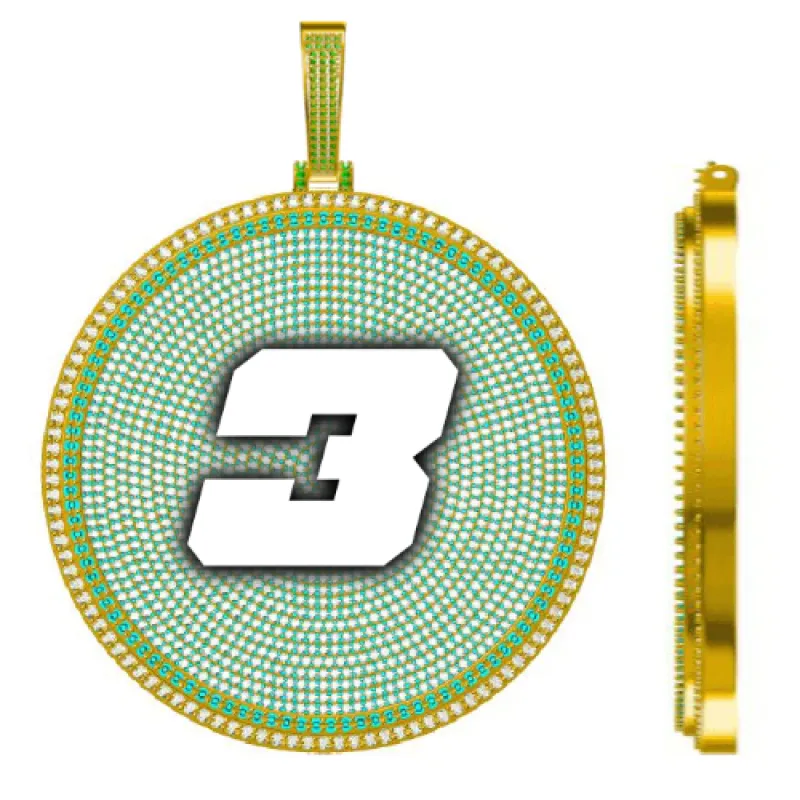 CUSTOM LETTER NECKLACE 3D BIG DISC sold by The GUU Shop