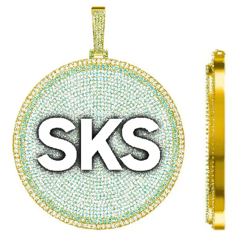 CUSTOM LETTER NECKLACE 3D BIG DISC sold by The GUU Shop