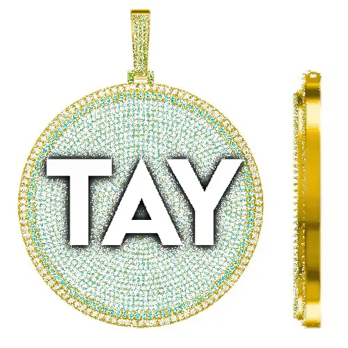 CUSTOM LETTER NECKLACE 3D BIG DISC sold by The GUU Shop