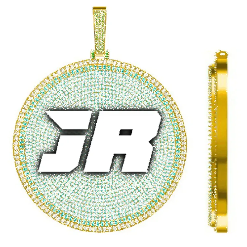 CUSTOM LETTER NECKLACE 3D BIG DISC sold by The GUU Shop