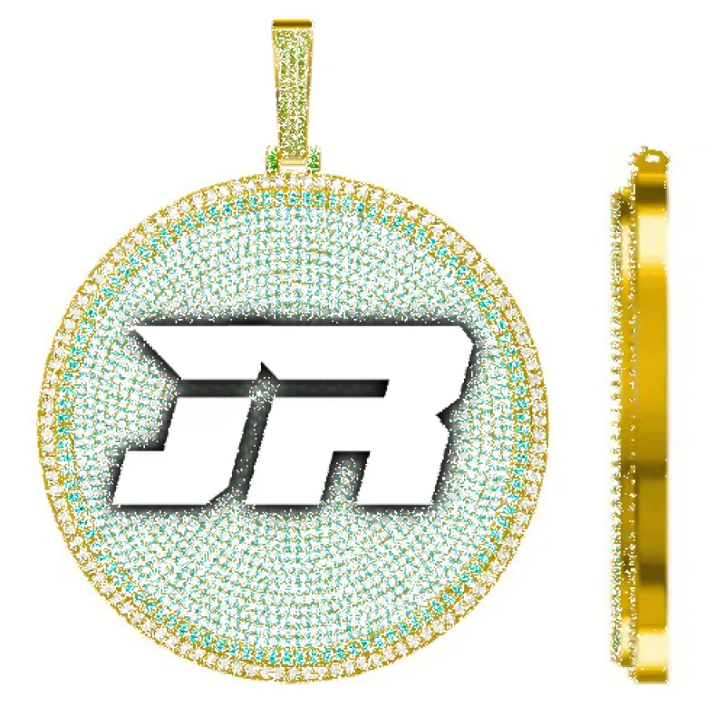 CUSTOM LETTER NECKLACE 3D BIG DISC sold by The GUU Shop