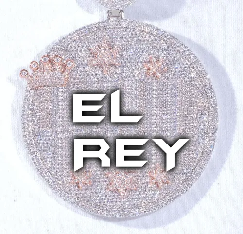 CUSTOM LETTER NECKLACE 3D BIG CROWN DISC sold by The GUU Shop