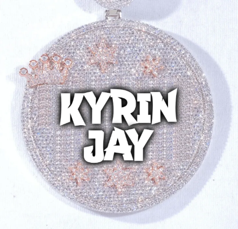 CUSTOM LETTER NECKLACE 3D BIG CROWN DISC sold by The GUU Shop