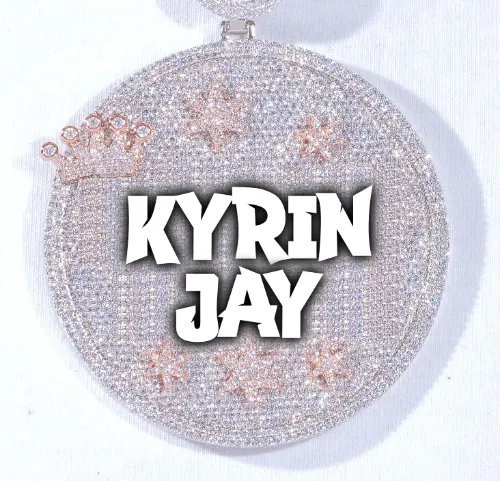 CUSTOM LETTER NECKLACE 3D BIG CROWN DISC sold by The GUU Shop