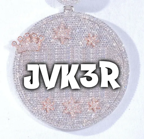 CUSTOM LETTER NECKLACE 3D BIG CROWN DISC sold by The GUU Shop