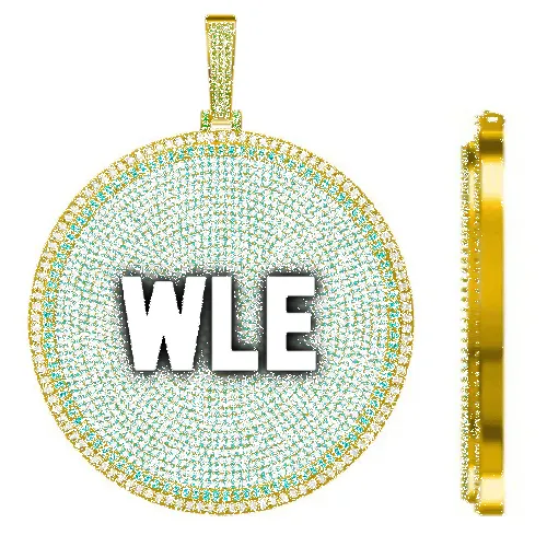 CUSTOM LETTER NECKLACE 3D BIG DISC sold by The GUU Shop