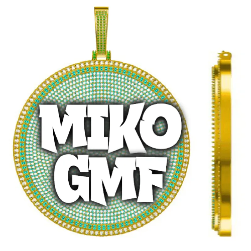 CUSTOM LETTER NECKLACE 3D BIG DISC sold by The GUU Shop