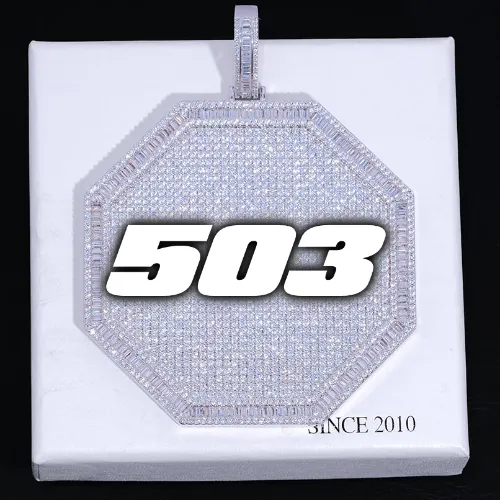 CUSTOM LETTER NECKLACE 3D BIG OCTAGON sold by The GUU Shop