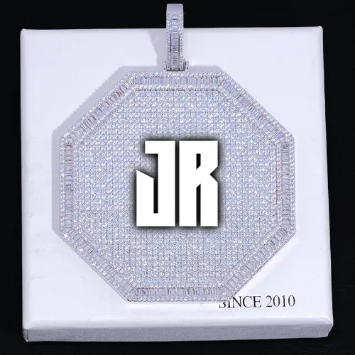 CUSTOM LETTER NECKLACE 3D BIG OCTAGON sold by The GUU Shop