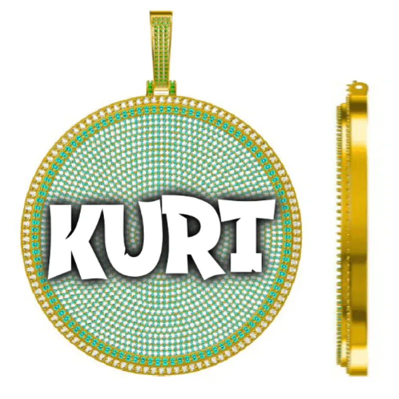 CUSTOM LETTER NECKLACE 3D BIG DISC sold by The GUU Shop