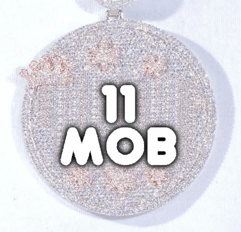 CUSTOM LETTER NECKLACE 3D BIG CROWN DISC sold by The GUU Shop