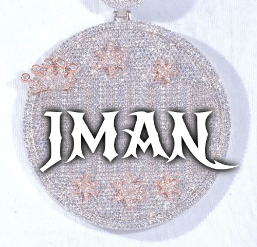 CUSTOM LETTER NECKLACE 3D BIG CROWN DISC sold by The GUU Shop