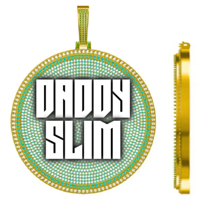 CUSTOM LETTER NECKLACE 3D BIG DISC sold by The GUU Shop