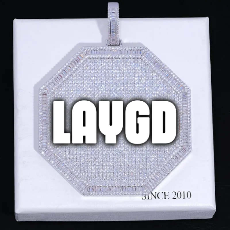 CUSTOM LETTER NECKLACE 3D BIG OCTAGON sold by The GUU Shop