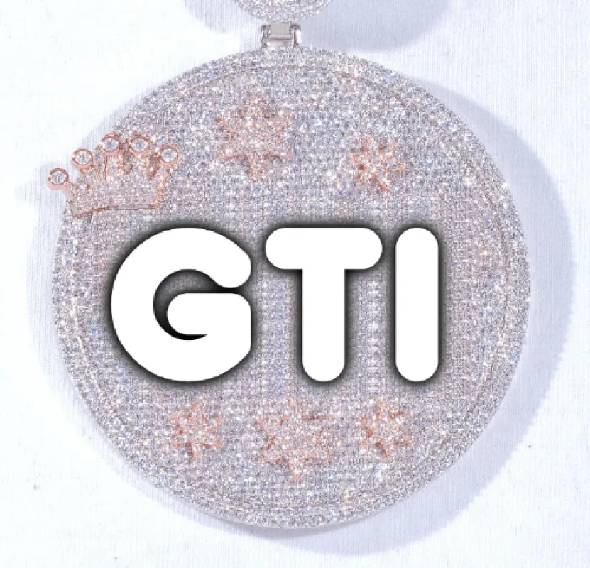 CUSTOM LETTER NECKLACE 3D BIG CROWN DISC sold by The GUU Shop