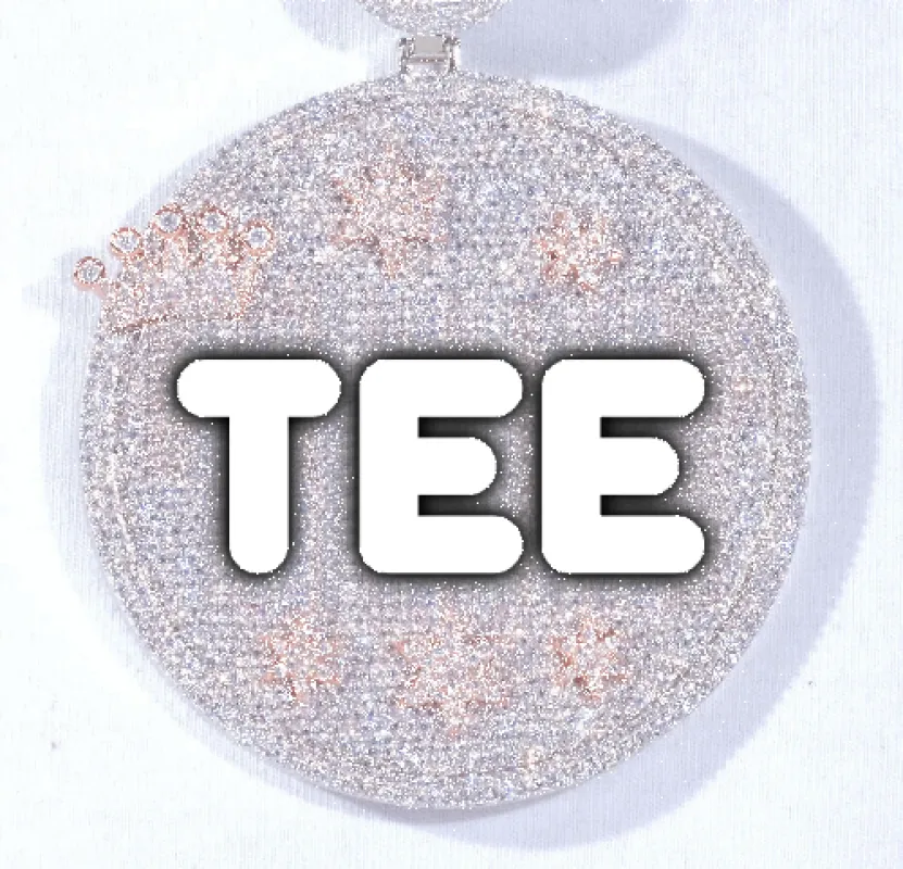 CUSTOM LETTER NECKLACE 3D BIG CROWN DISC sold by The GUU Shop