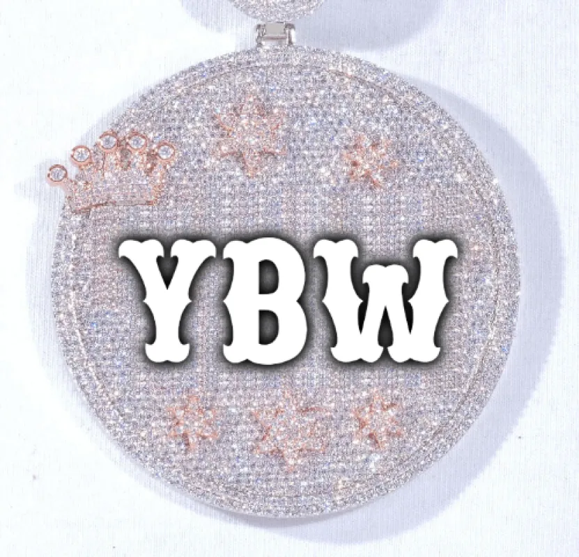 CUSTOM LETTER NECKLACE 3D BIG CROWN DISC sold by The GUU Shop