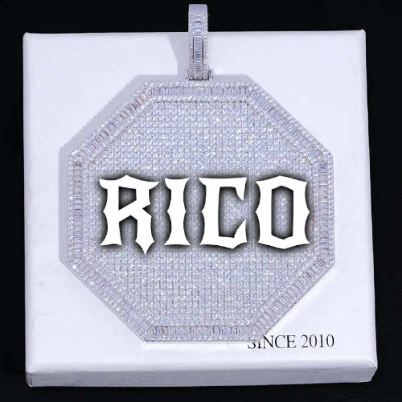 CUSTOM LETTER NECKLACE 3D BIG OCTAGON sold by The GUU Shop