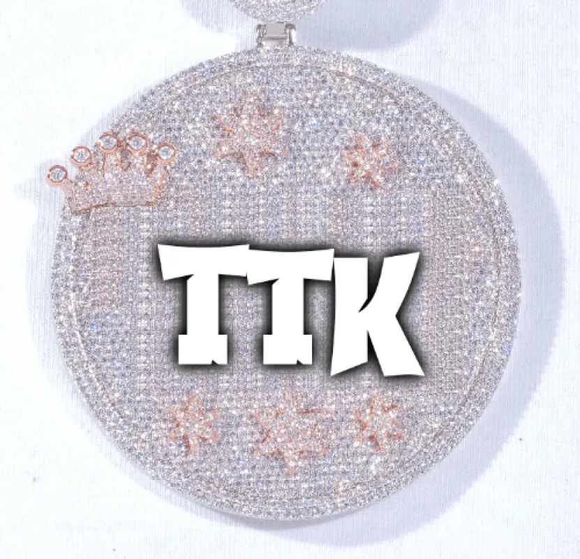 CUSTOM LETTER NECKLACE 3D BIG CROWN DISC sold by The GUU Shop