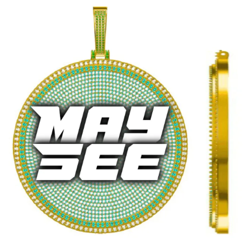 CUSTOM LETTER NECKLACE 3D BIG DISC sold by The GUU Shop