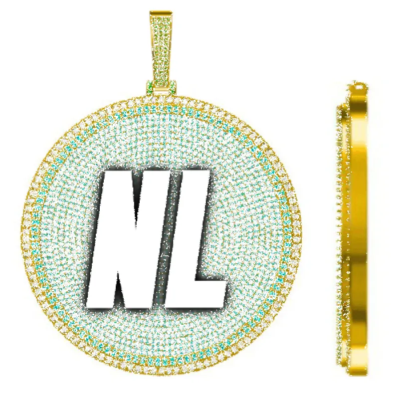 CUSTOM LETTER NECKLACE 3D BIG DISC sold by The GUU Shop