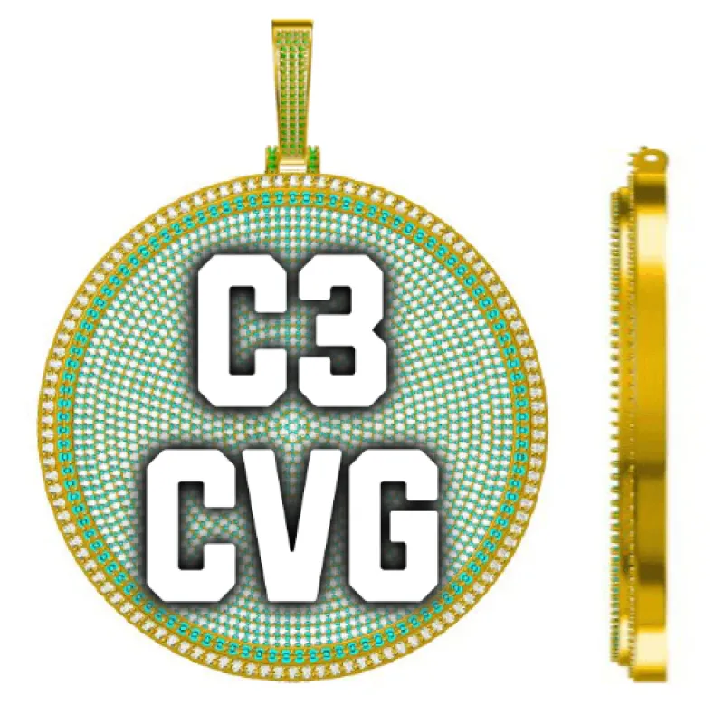 CUSTOM LETTER NECKLACE 3D BIG DISC sold by The GUU Shop