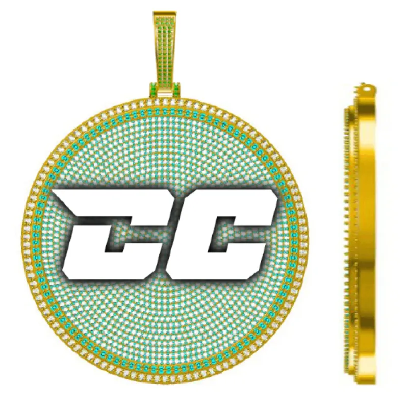 CUSTOM LETTER NECKLACE 3D BIG DISC sold by The GUU Shop