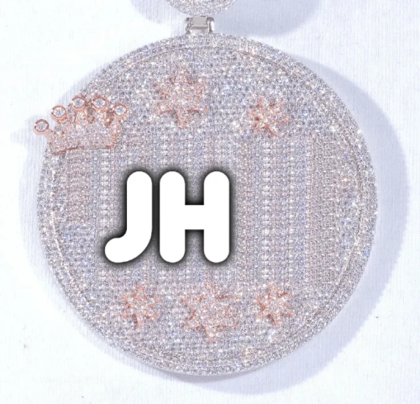 CUSTOM LETTER NECKLACE 3D BIG CROWN DISC sold by The GUU Shop