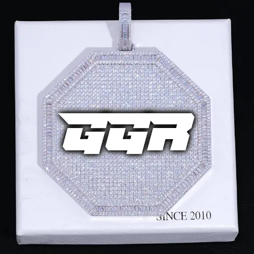CUSTOM LETTER NECKLACE 3D BIG OCTAGON sold by The GUU Shop