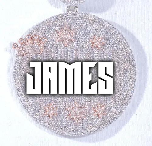 CUSTOM LETTER NECKLACE 3D BIG CROWN DISC sold by The GUU Shop