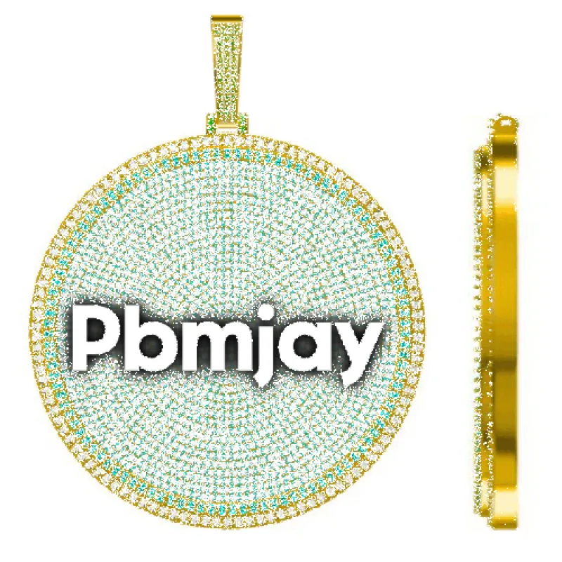 CUSTOM LETTER NECKLACE 3D BIG DISC sold by The GUU Shop