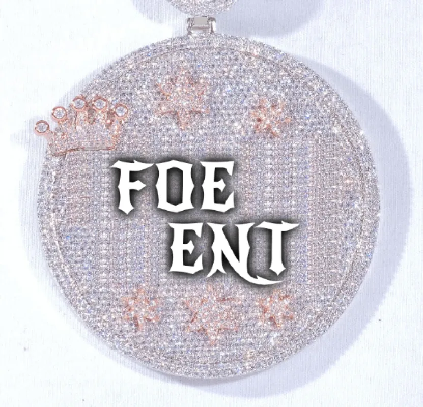 CUSTOM LETTER NECKLACE 3D BIG CROWN DISC sold by The GUU Shop