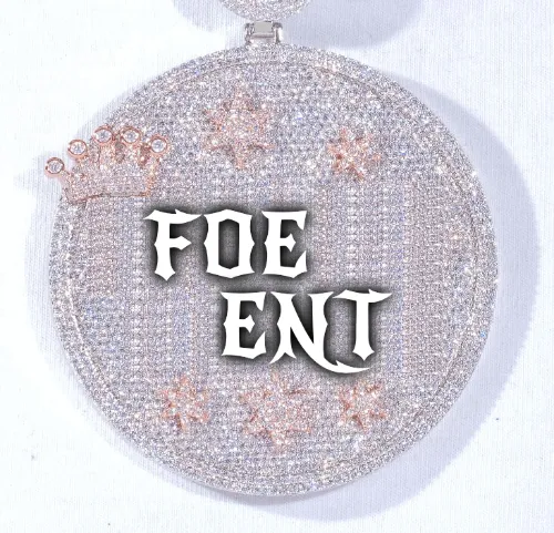 CUSTOM LETTER NECKLACE 3D BIG CROWN DISC sold by The GUU Shop