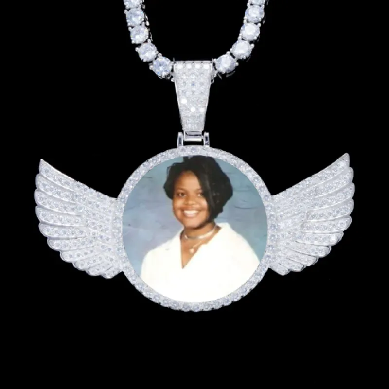 925S & VVS Moissanite 3D Wing Custom Picture Pendant sold by The GUU Shop