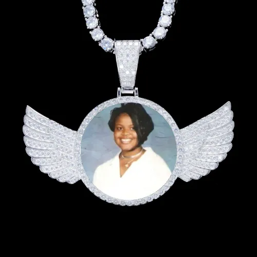 925S & VVS Moissanite 3D Wing Custom Picture Pendant sold by The GUU Shop