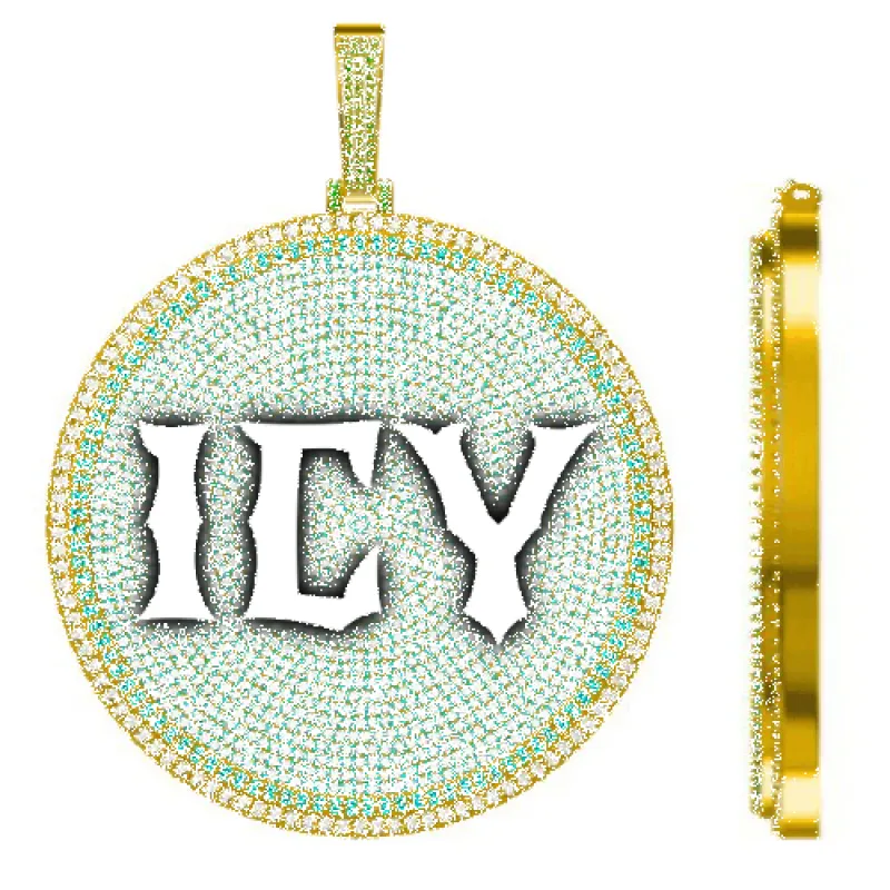 CUSTOM LETTER NECKLACE 3D BIG DISC sold by The GUU Shop