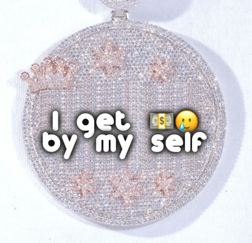 CUSTOM LETTER NECKLACE 3D BIG CROWN DISC sold by The GUU Shop