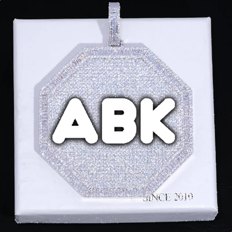 CUSTOM LETTER NECKLACE 3D BIG OCTAGON sold by The GUU Shop