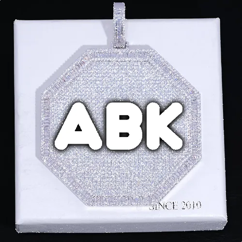 CUSTOM LETTER NECKLACE 3D BIG OCTAGON sold by The GUU Shop