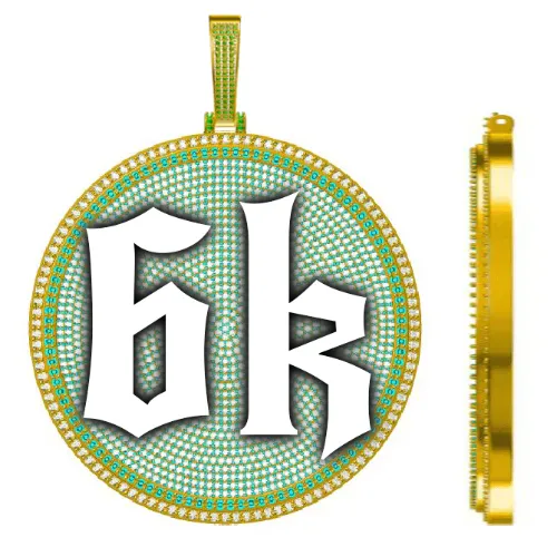 CUSTOM LETTER NECKLACE 3D BIG DISC sold by The GUU Shop