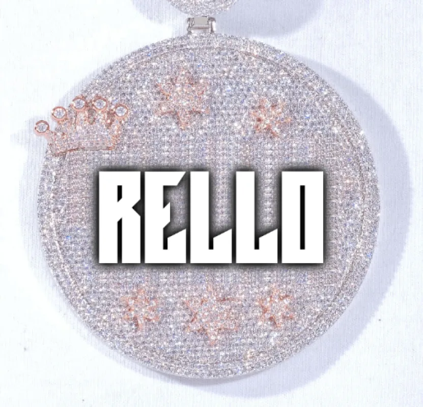 CUSTOM LETTER NECKLACE 3D BIG CROWN DISC sold by The GUU Shop