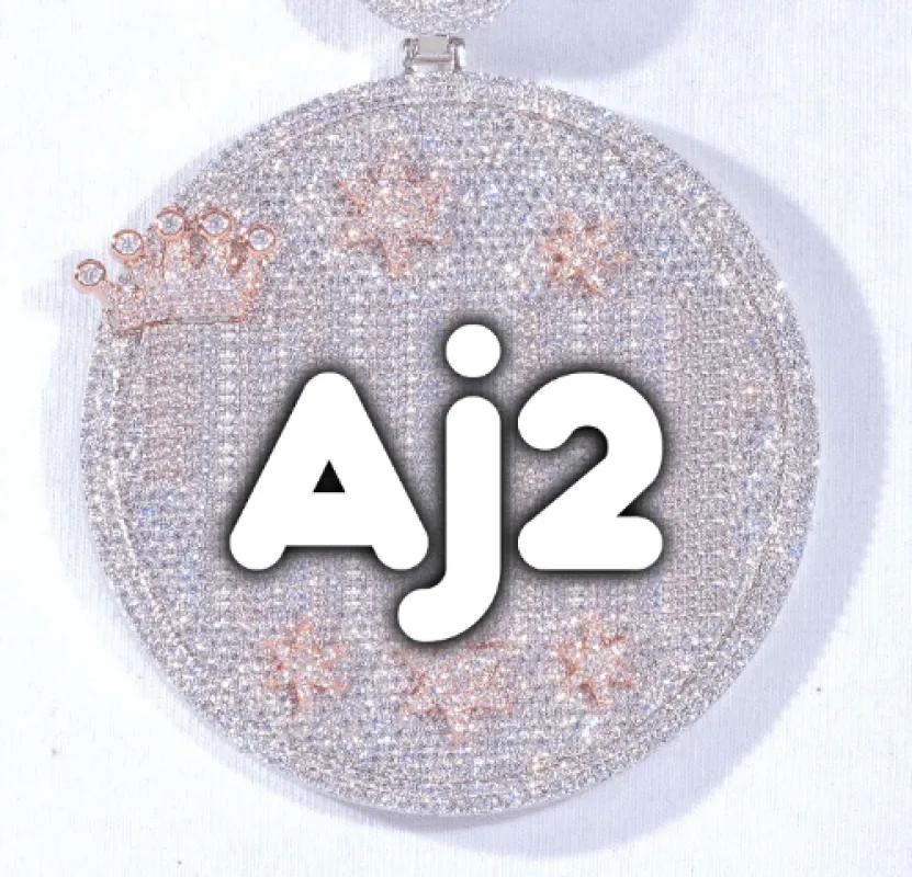 CUSTOM LETTER NECKLACE 3D BIG CROWN DISC sold by The GUU Shop