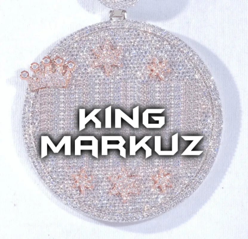 CUSTOM LETTER NECKLACE 3D BIG CROWN DISC sold by The GUU Shop