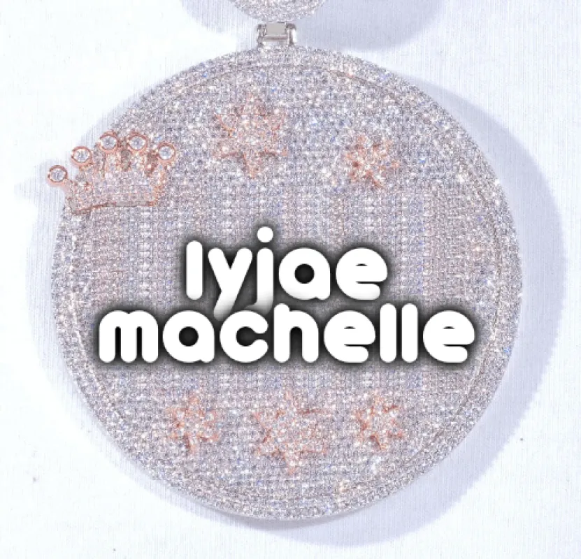 CUSTOM LETTER NECKLACE 3D BIG CROWN DISC sold by The GUU Shop