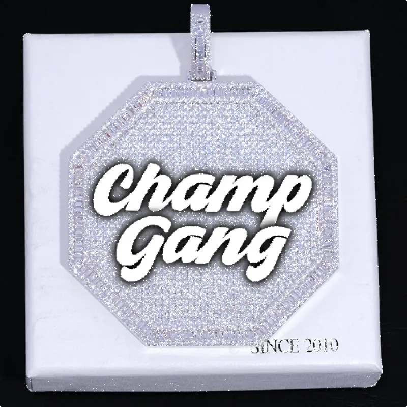 CUSTOM LETTER NECKLACE 3D BIG OCTAGON sold by The GUU Shop