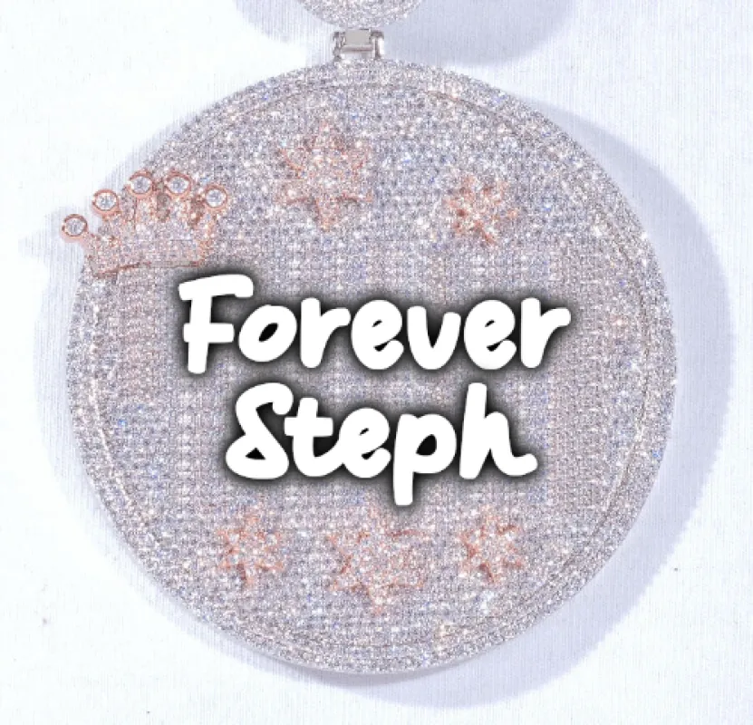 CUSTOM LETTER NECKLACE 3D BIG CROWN DISC sold by The GUU Shop