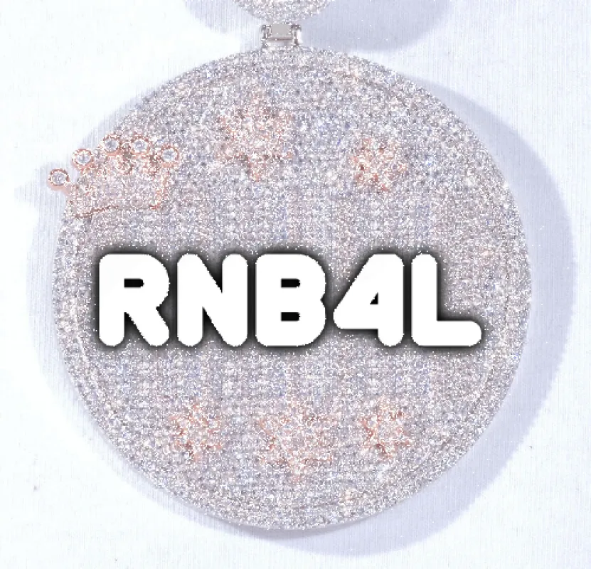 CUSTOM LETTER NECKLACE 3D BIG CROWN DISC sold by The GUU Shop