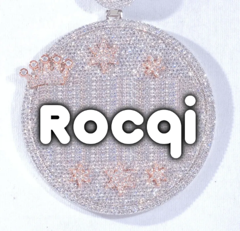 CUSTOM LETTER NECKLACE 3D BIG CROWN DISC sold by The GUU Shop