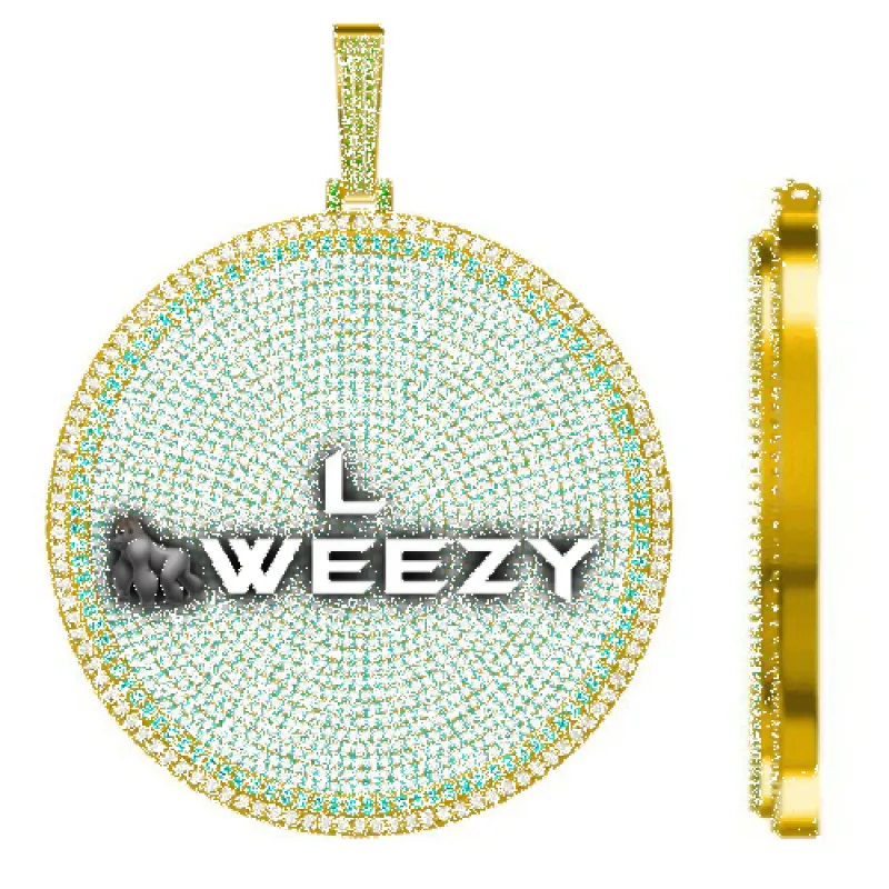 CUSTOM LETTER NECKLACE 3D BIG DISC sold by The GUU Shop